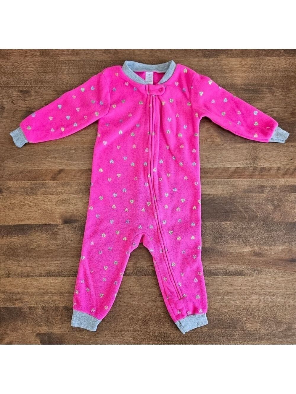 5/$25 George Toddler Fleece Footless Sleeper Pink Hearts Size 2T